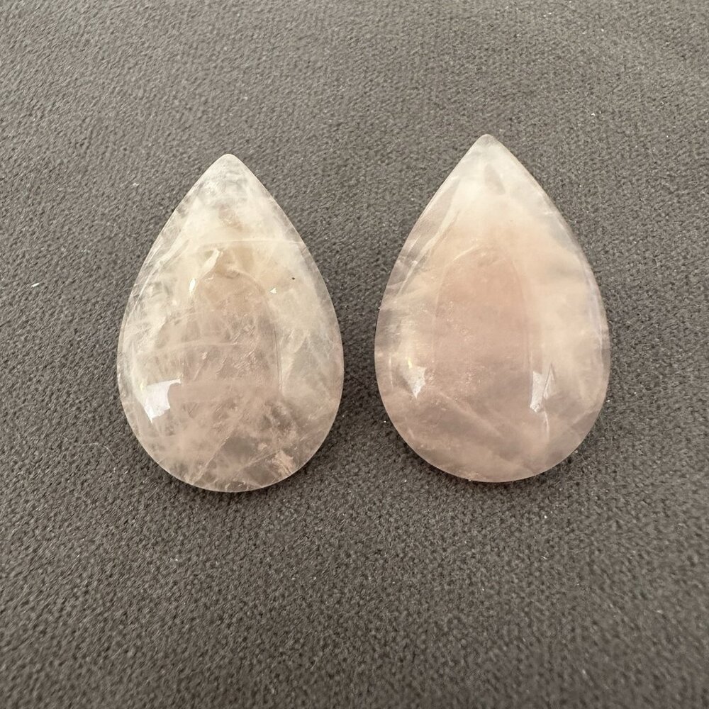 Rose Quartz Tear Drop Earrings Stone Stud Post